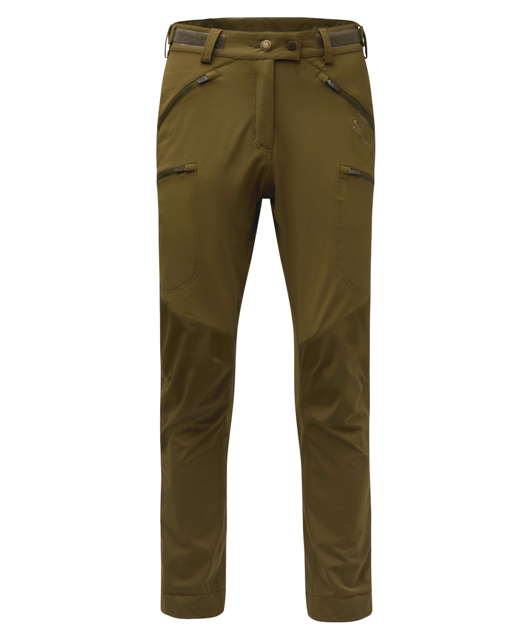 Olive Green Hunting Olive Coloured Pinewood Womens Abisko Brenton Trousers on white background 