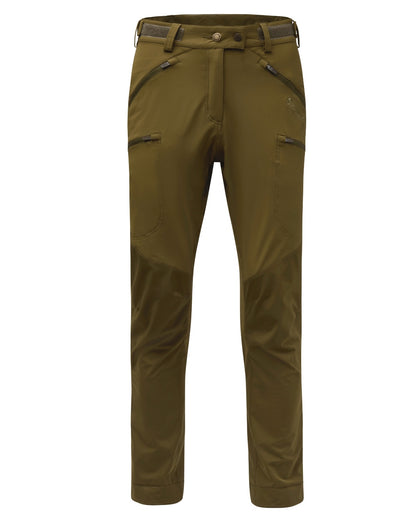 Olive Green Hunting Olive Coloured Pinewood Womens Abisko Brenton Trousers on white background 