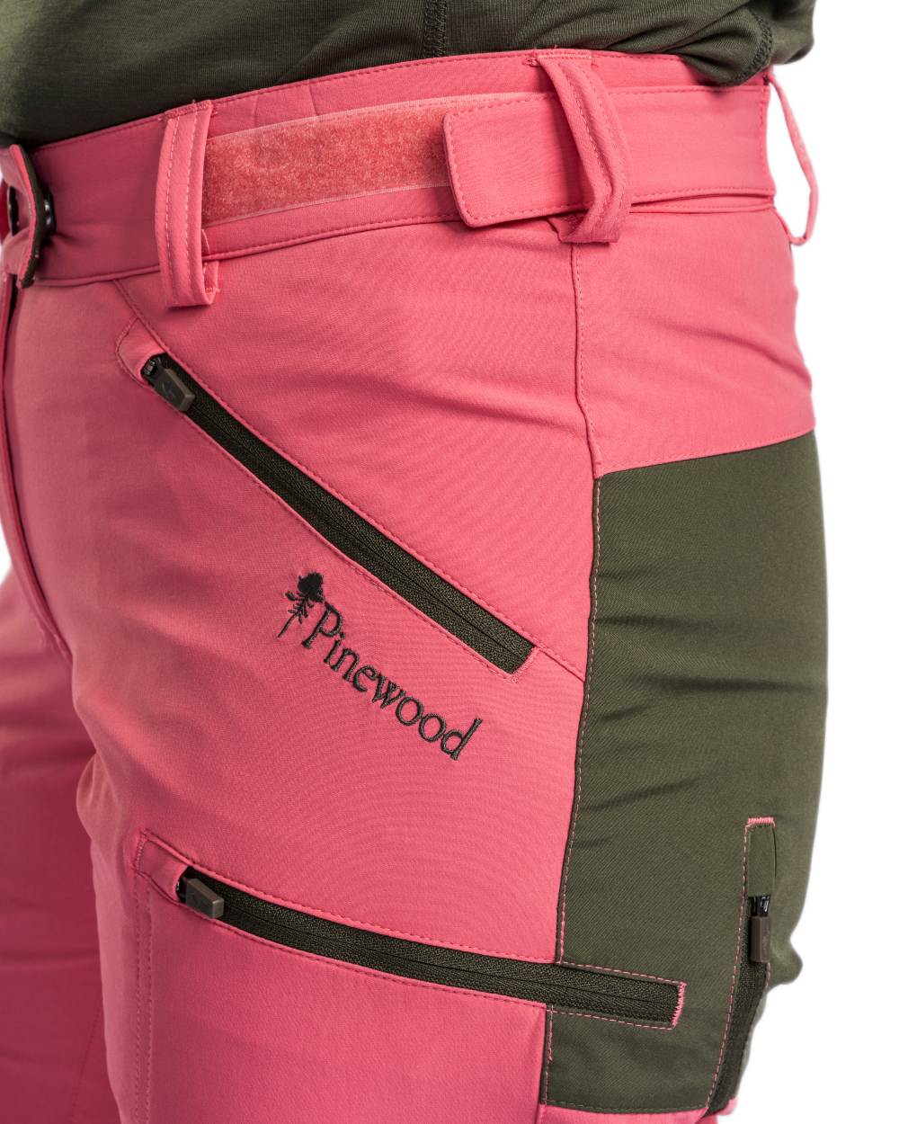 Pink Blush Mossgreen Coloured Pinewood Womens Abisko Brenton Trousers on white background 