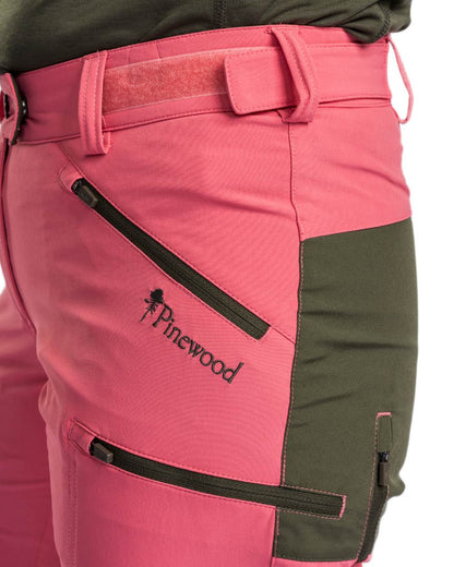 Pink Blush Mossgreen Coloured Pinewood Womens Abisko Brenton Trousers on white background 