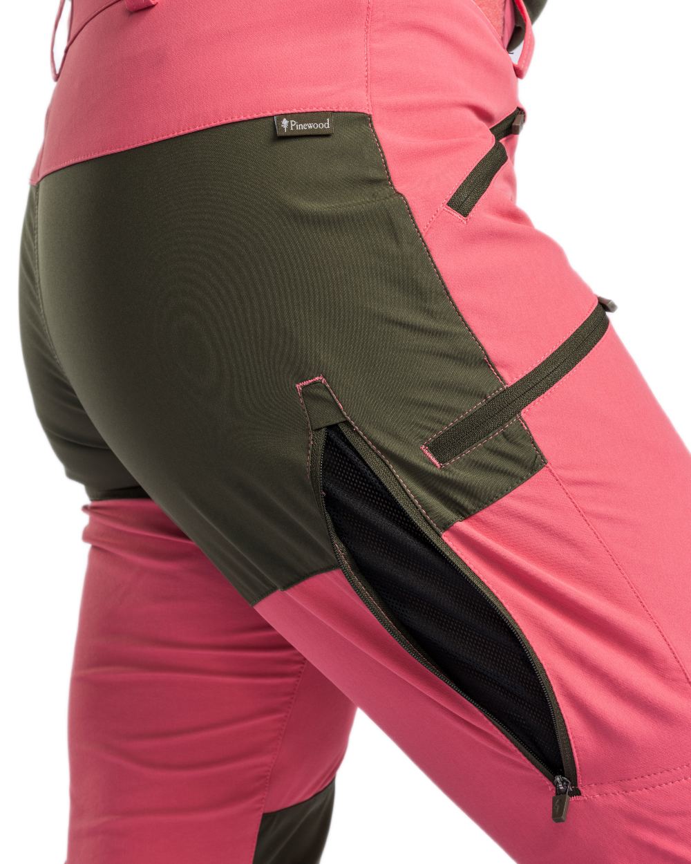 Pink Blush Mossgreen Coloured Pinewood Womens Abisko Brenton Trousers on white background 