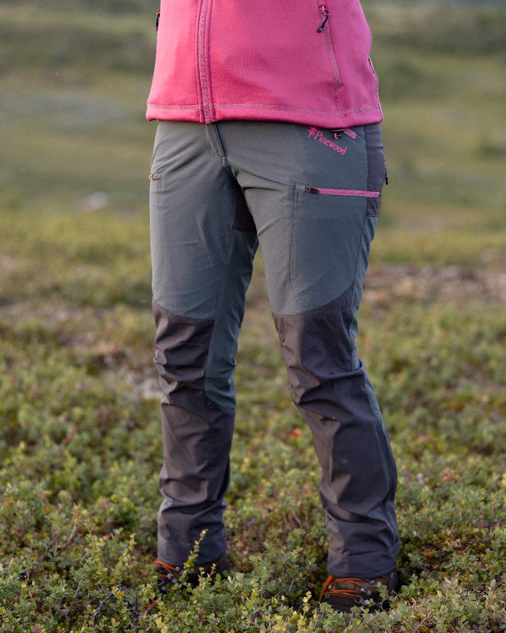 Urban Grey Dark Anthracite Coloured Pinewood Womens Abisko Brenton Trousers on forest background 