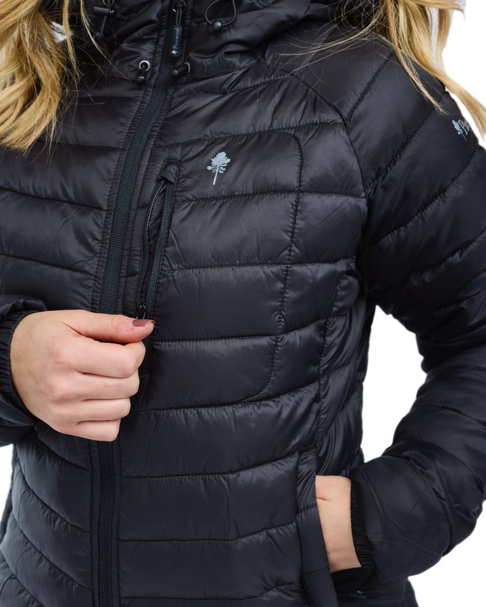 Black Coloured Pinewood Womens Abisko Insulation Jacket on white background 