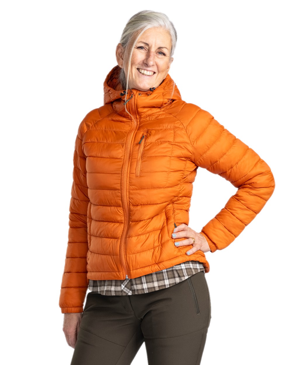 Burned Orange Coloured Pinewood Womens Abisko Insulation Jacket on white background 