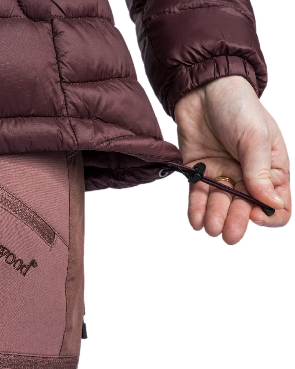 Earth Plum Coloured Pinewood Womens Abisko Insulation Jacket on white background 