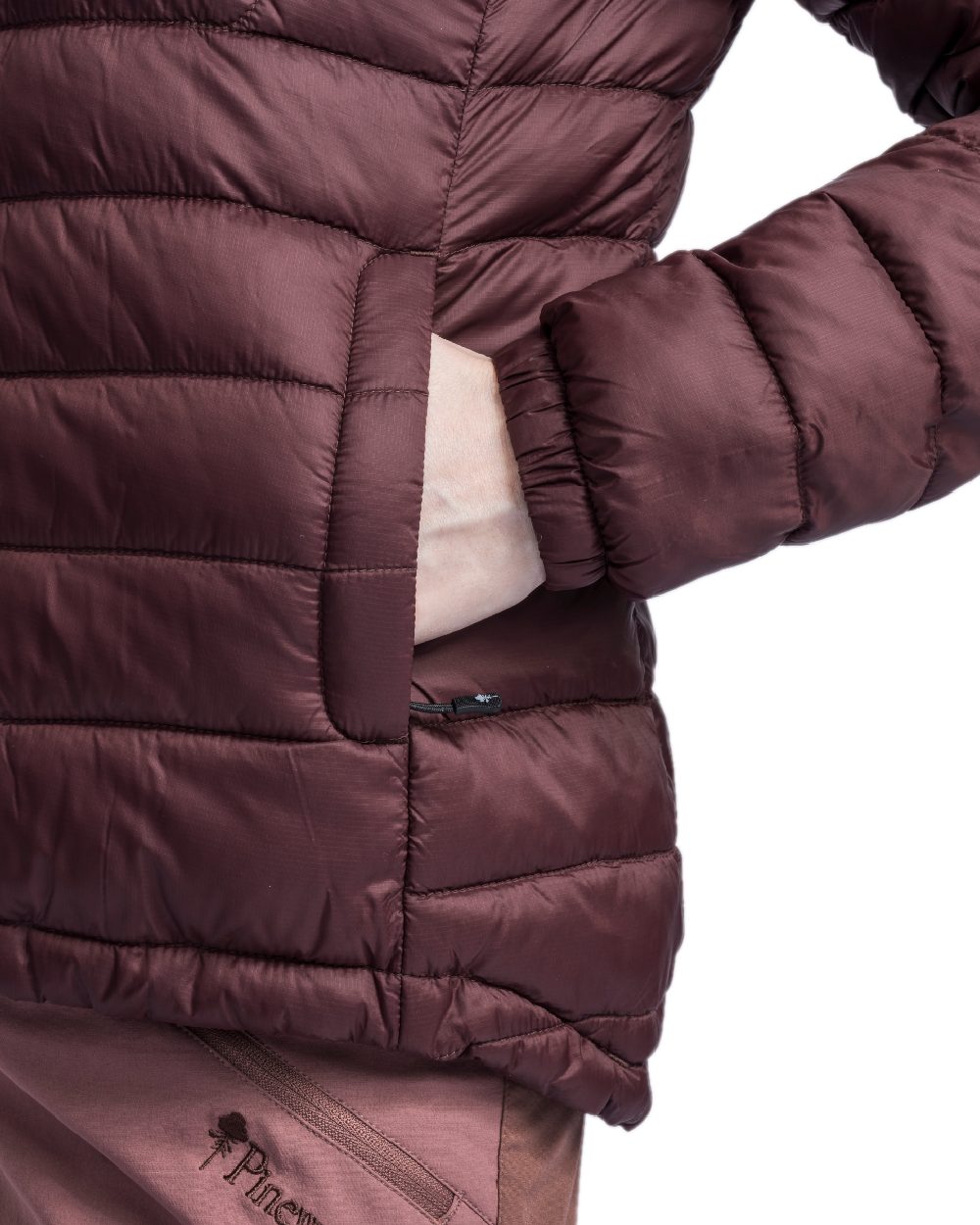 Earth Plum Coloured Pinewood Womens Abisko Insulation Jacket on white background 