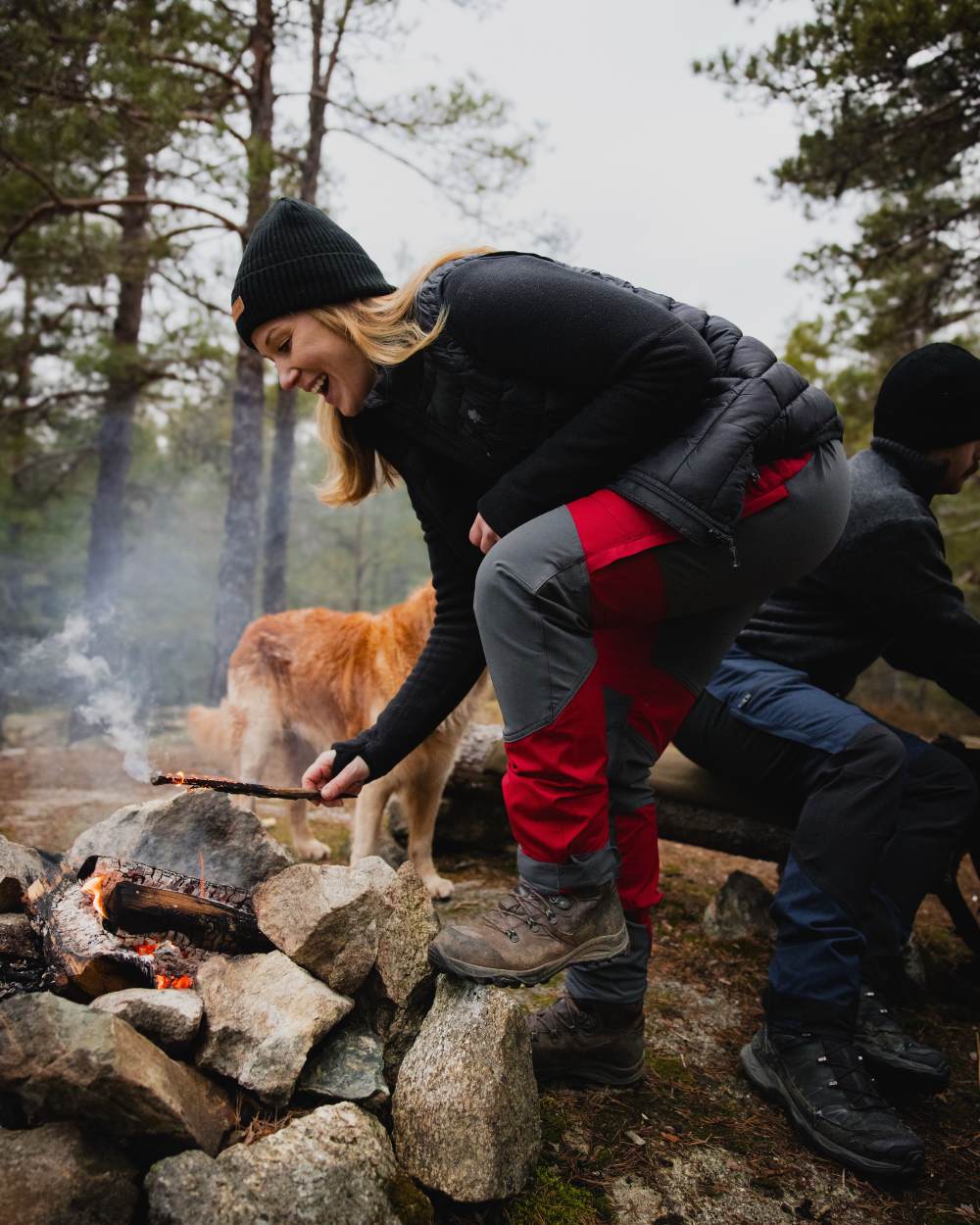 Black Coloured Pinewood Womens Abisko Insulation Vest on forest background 