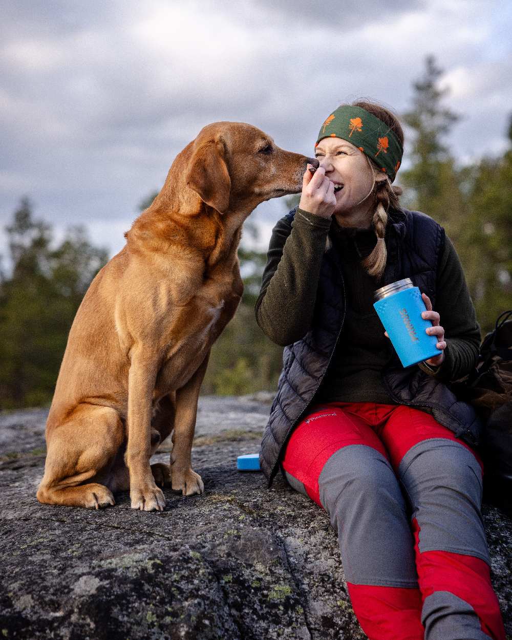 Black Coloured Pinewood Womens Abisko Insulation Vest on forest background 