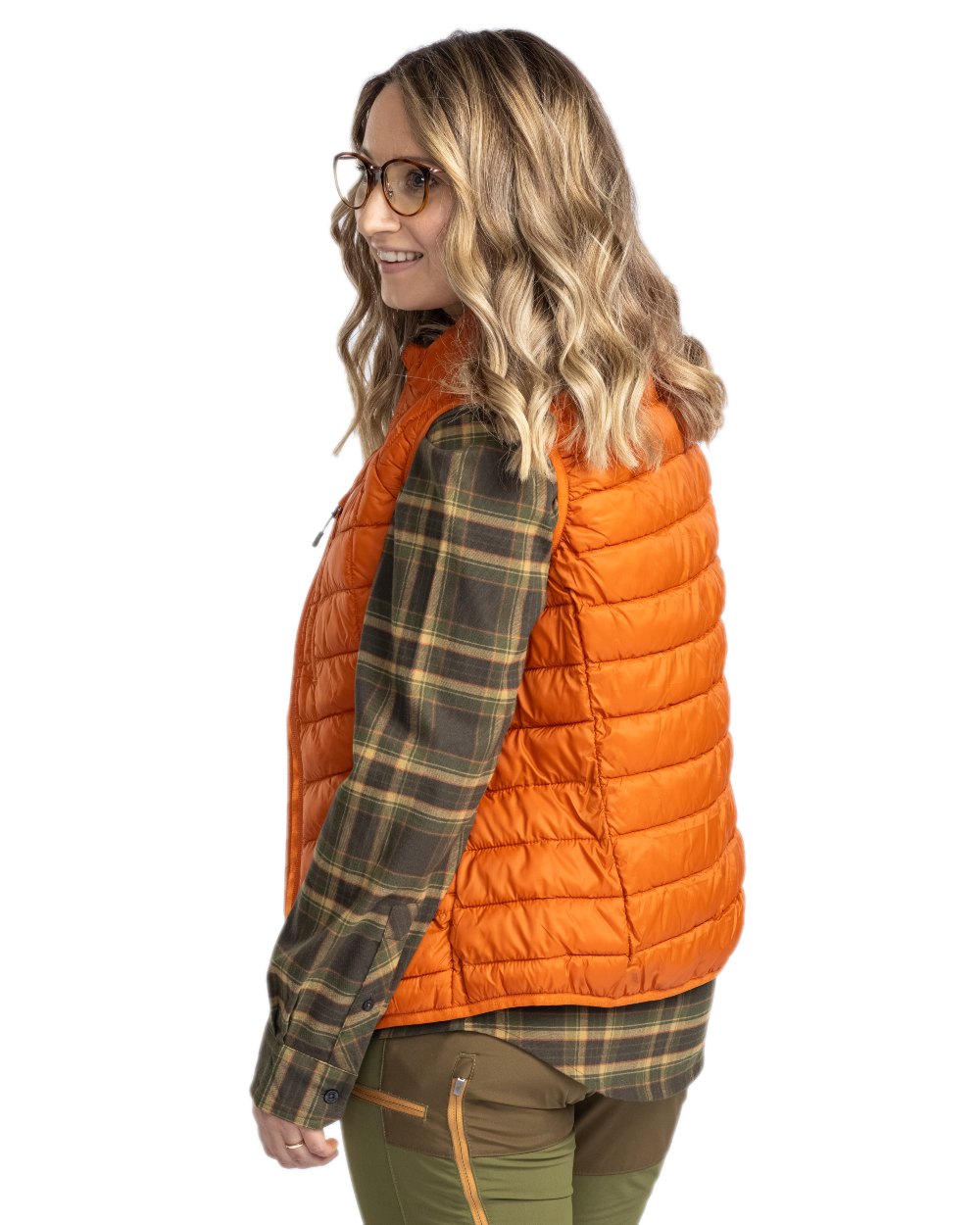 Burned Orange Coloured Pinewood Womens Abisko Insulation Vest on white background 