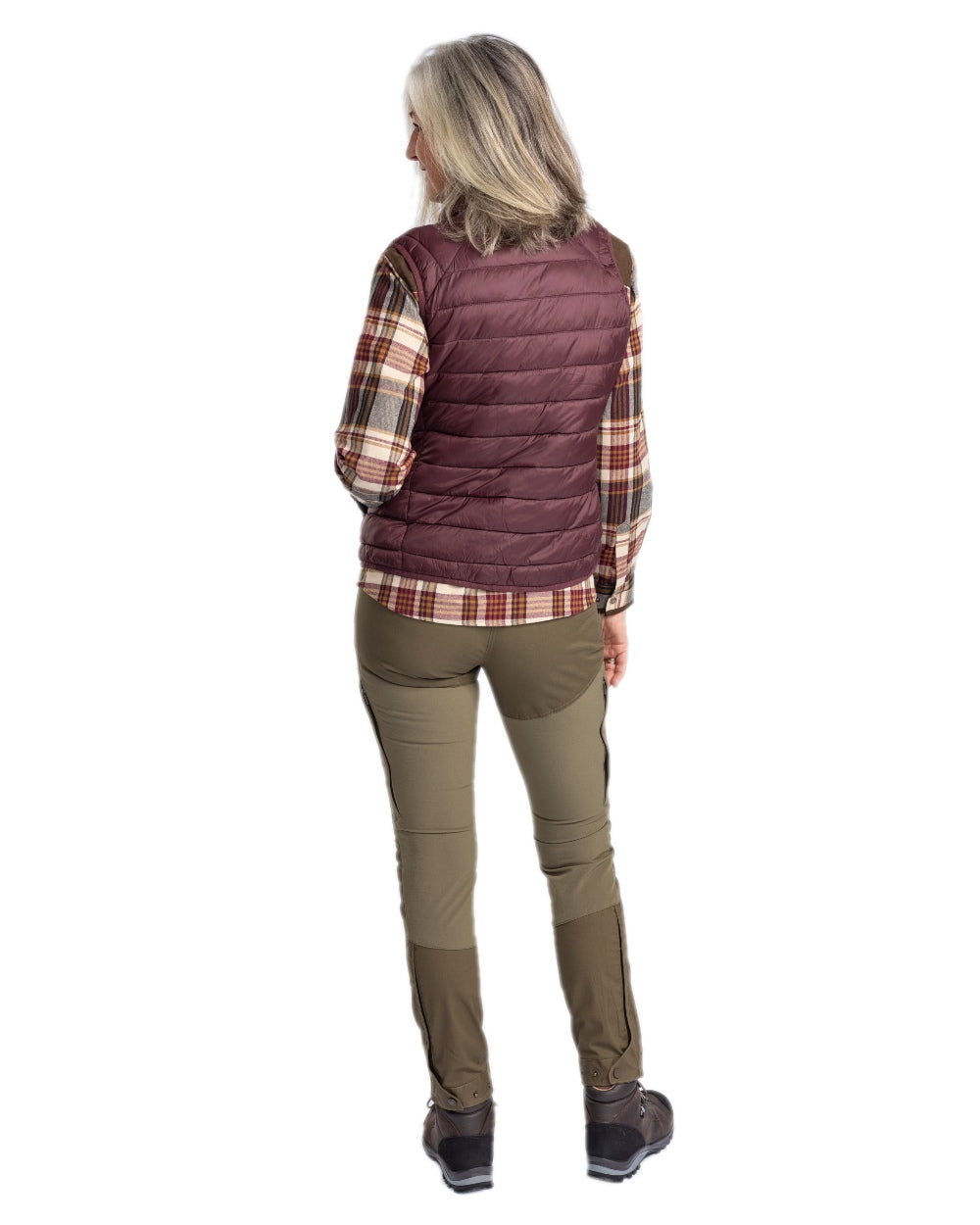 Earth Plum Coloured Pinewood Womens Abisko Insulation Vest on white background 