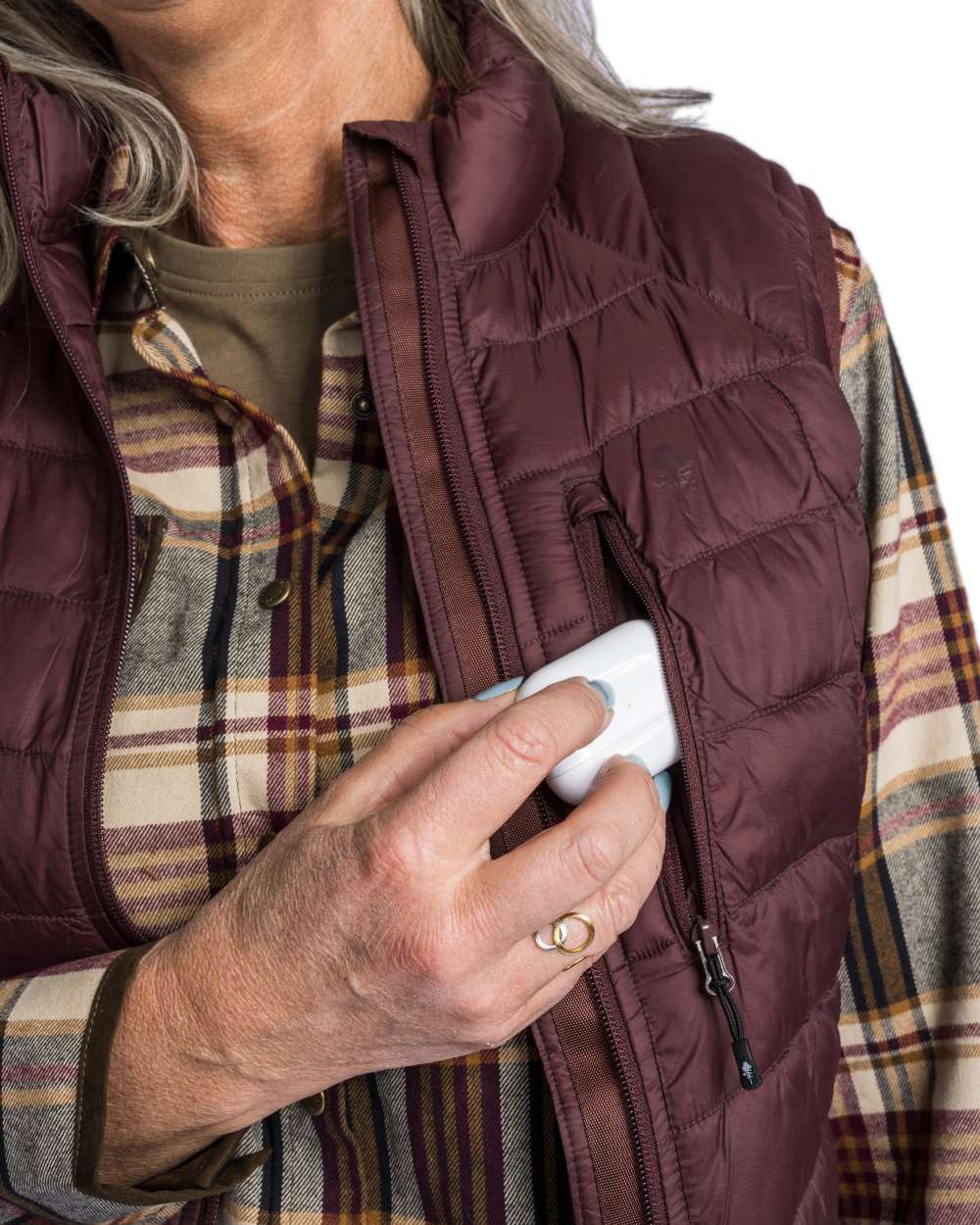 Earth Plum Coloured Pinewood Womens Abisko Insulation Vest on white background 