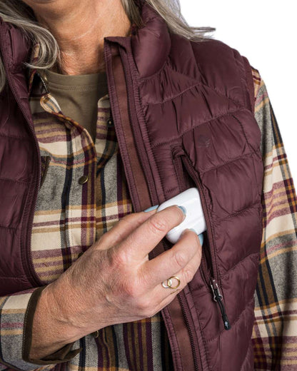 Earth Plum Coloured Pinewood Womens Abisko Insulation Vest on white background 