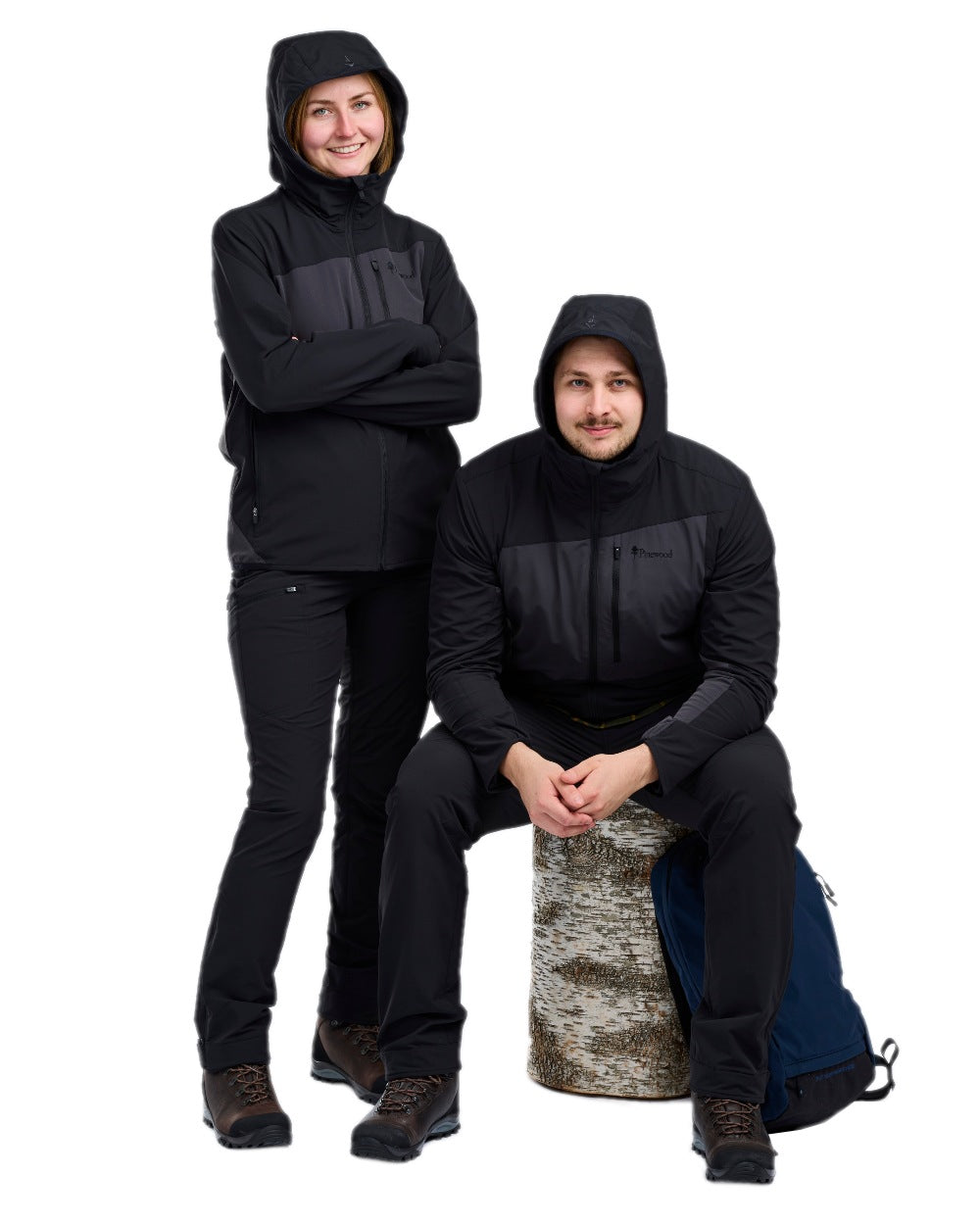 Black Dark Anthracite Coloured Pinewood Womens Abisko Light Stretch Jacket on white background 