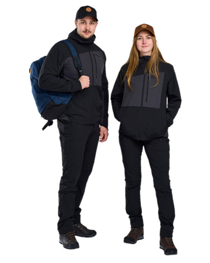 Black Dark Anthracite Coloured Pinewood Womens Abisko Light Stretch Jacket on white background 