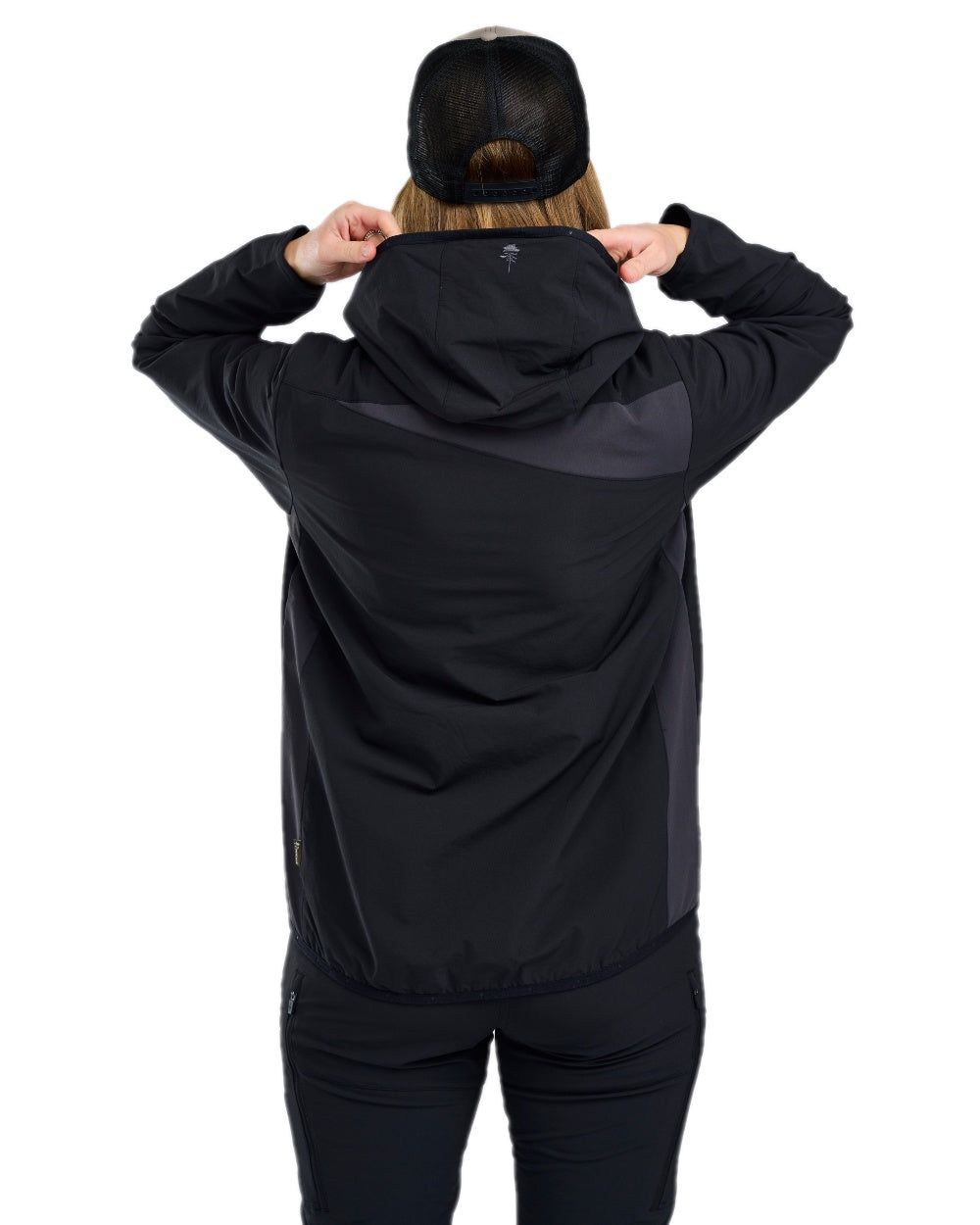 Black Dark Anthracite Coloured Pinewood Womens Abisko Light Stretch Jacket on white background 