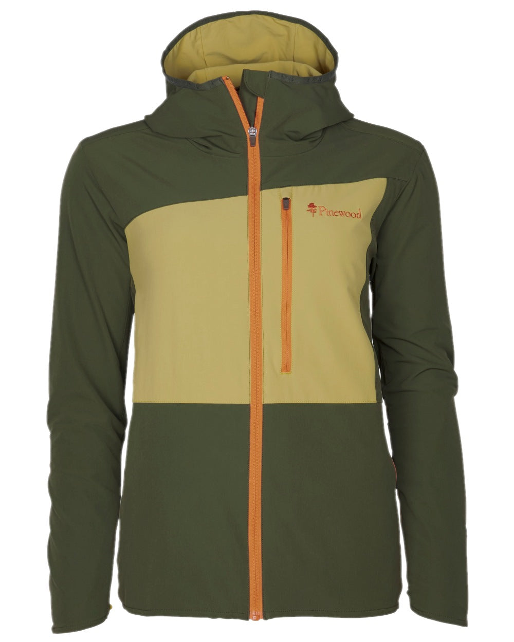 Golden Hay Mossgreen Coloured Pinewood Womens Abisko Light Stretch Jacket on white background 