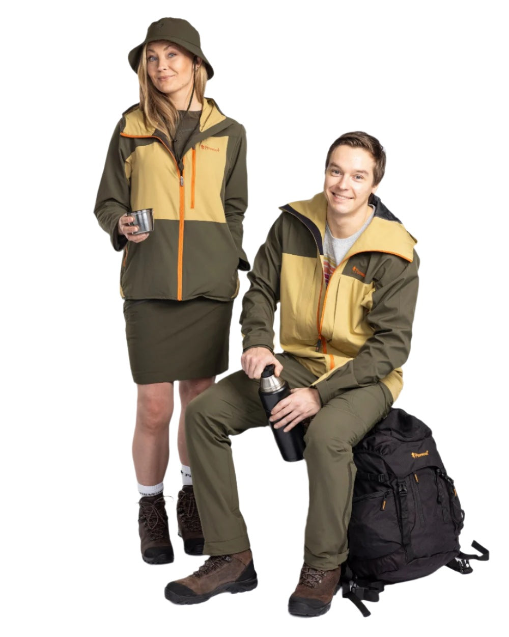 Golden Hay Mossgreen Coloured Pinewood Womens Abisko Light Stretch Jacket on white background 