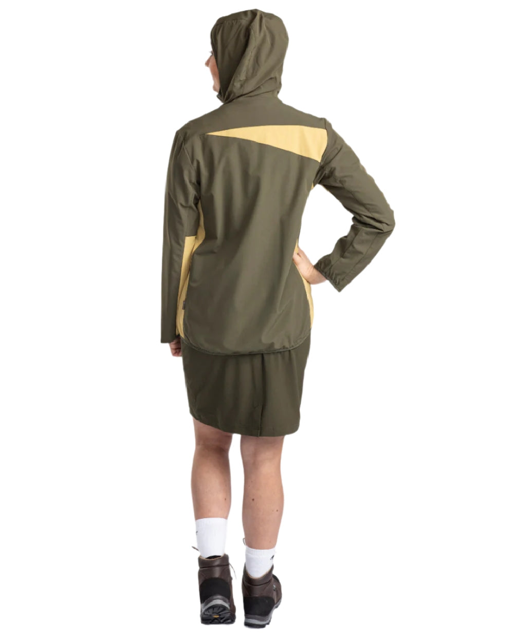 Golden Hay Mossgreen Coloured Pinewood Womens Abisko Light Stretch Jacket on white background 