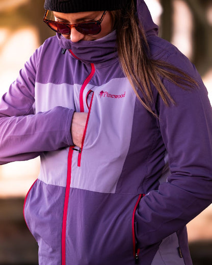 Light Lilac Coloured Pinewood Womens Abisko Light Stretch Jacket on outdoor background 