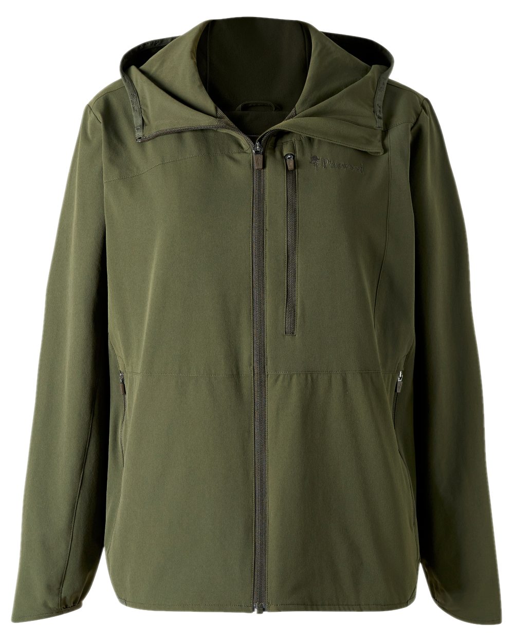 Mossgreen Coloured Pinewood Womens Abisko Light Stretch Jacket on white background 