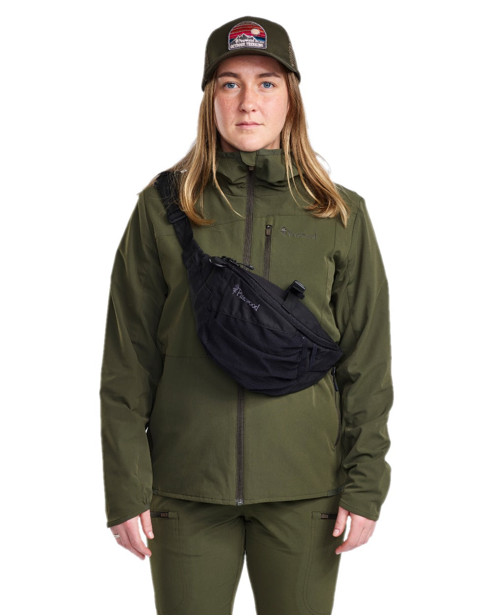 Mossgreen Coloured Pinewood Womens Abisko Light Stretch Jacket on white background 