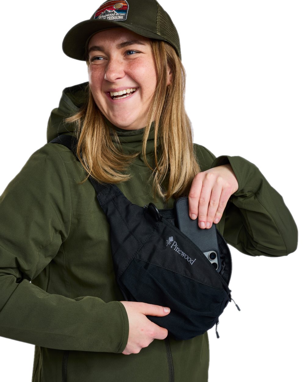 Mossgreen Coloured Pinewood Womens Abisko Light Stretch Jacket on white background 