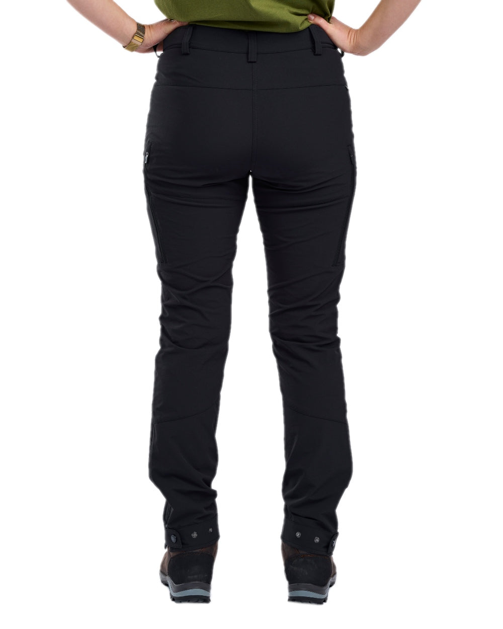 Black Coloured Pinewood Womens Abisko Light Stretch Trousers on white background 