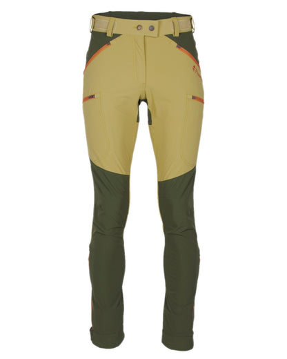 Golden Hay Mossgreen Coloured Pinewood Womens Abisko Light Stretch Trousers on white background 