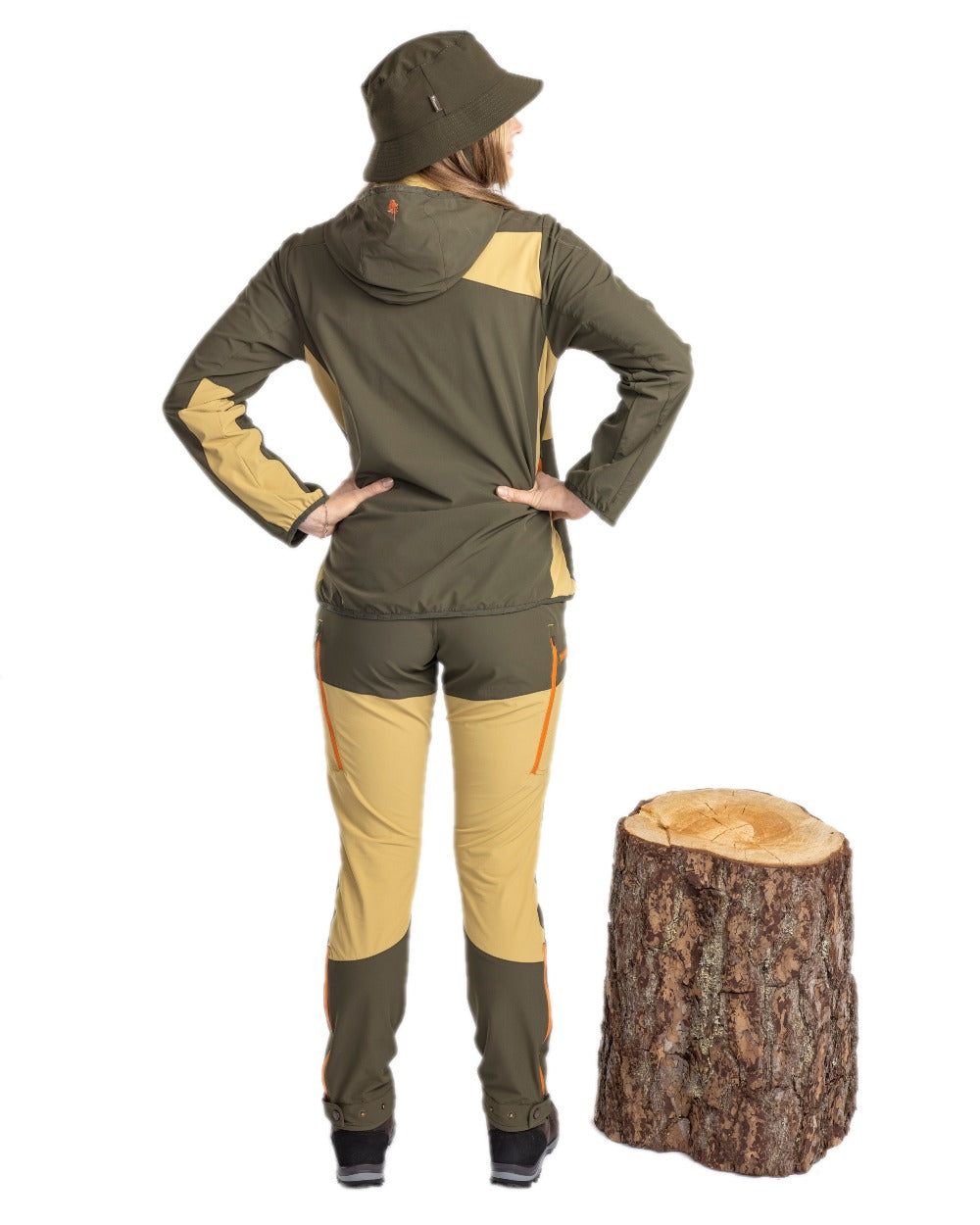 Golden Hay Mossgreen Coloured Pinewood Womens Abisko Light Stretch Trousers on white background 