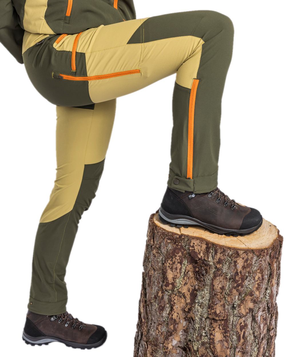 Golden Hay Mossgreen Coloured Pinewood Womens Abisko Light Stretch Trousers on white background 