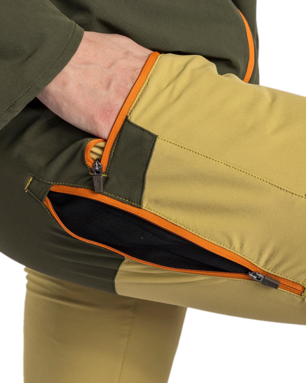 Golden Hay Mossgreen Coloured Pinewood Womens Abisko Light Stretch Trousers on white background 