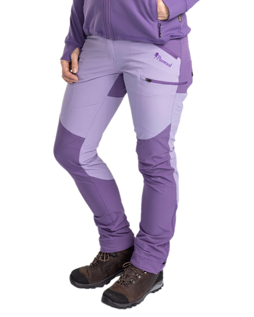 Light Lilac Coloured Pinewood Womens Abisko Light Stretch Trousers on white background 
