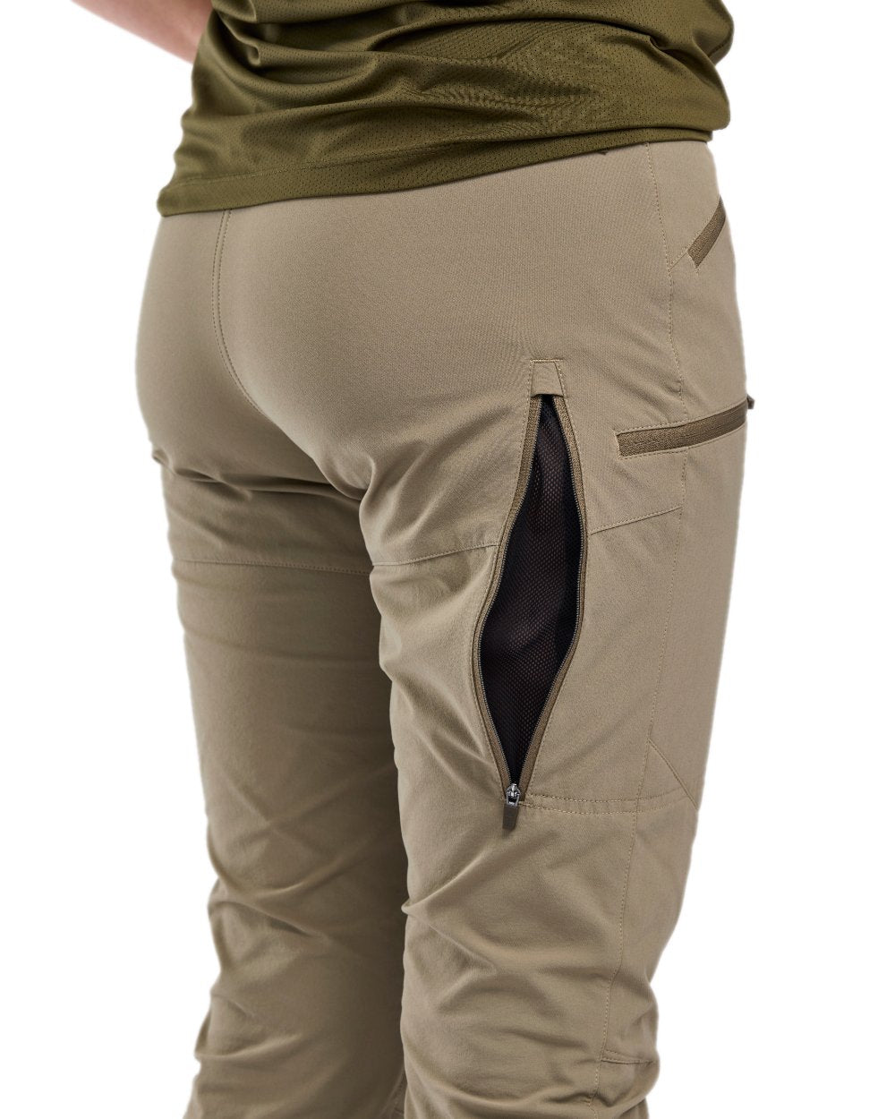 Mole Brown Coloured Pinewood Womens Abisko Light Stretch Trousers on white background 