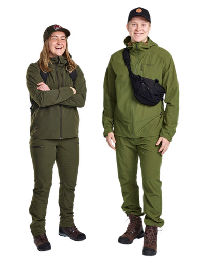 Mossgreen Coloured Pinewood Womens Abisko Light Stretch Trousers on white background 