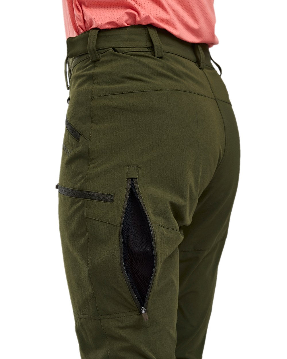 Mossgreen Coloured Pinewood Womens Abisko Light Stretch Trousers on white background 