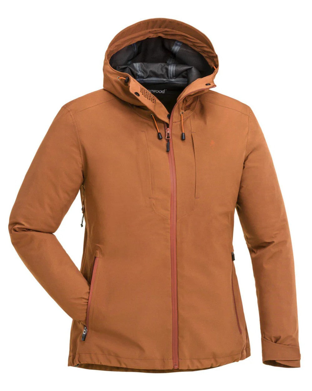Burned Orange coloured Pinewood Womens Abisko Telluz Three Layer Jacket on white background 