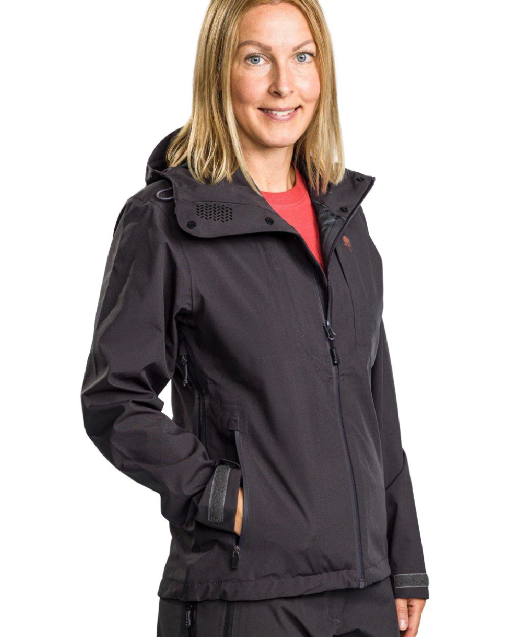 Dark Anthracite coloured Pinewood Womens Abisko Telluz Three Layer Jacket on white background 