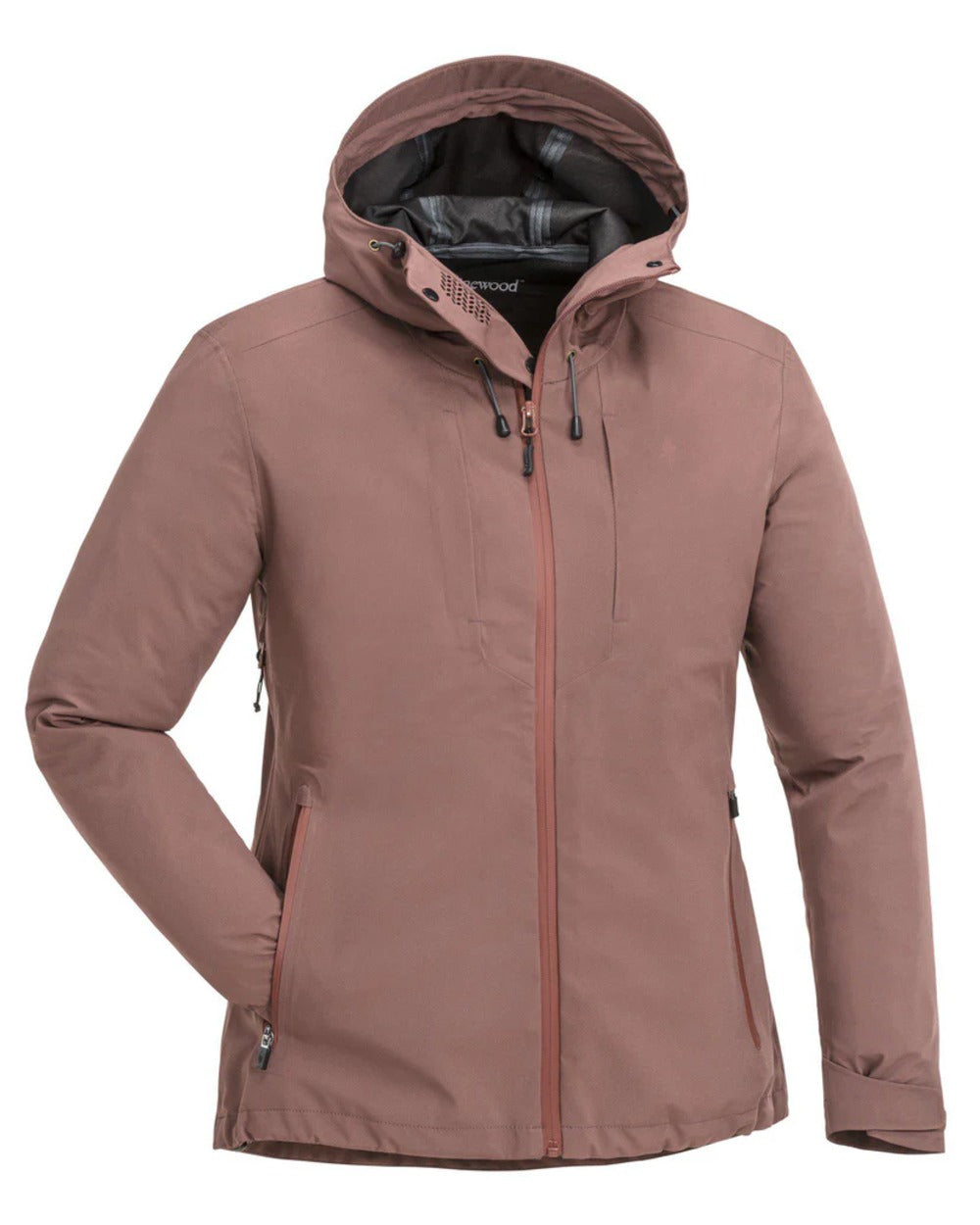 Marron Rose coloured Pinewood Womens Abisko Telluz Three Layer Jacket on white background 
