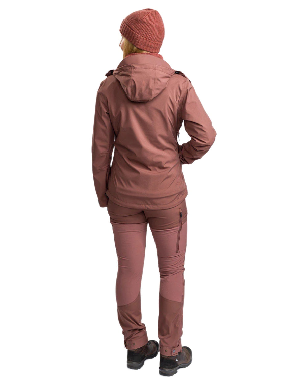 Marron Rose coloured Pinewood Womens Abisko Telluz Three Layer Jacket on white background 