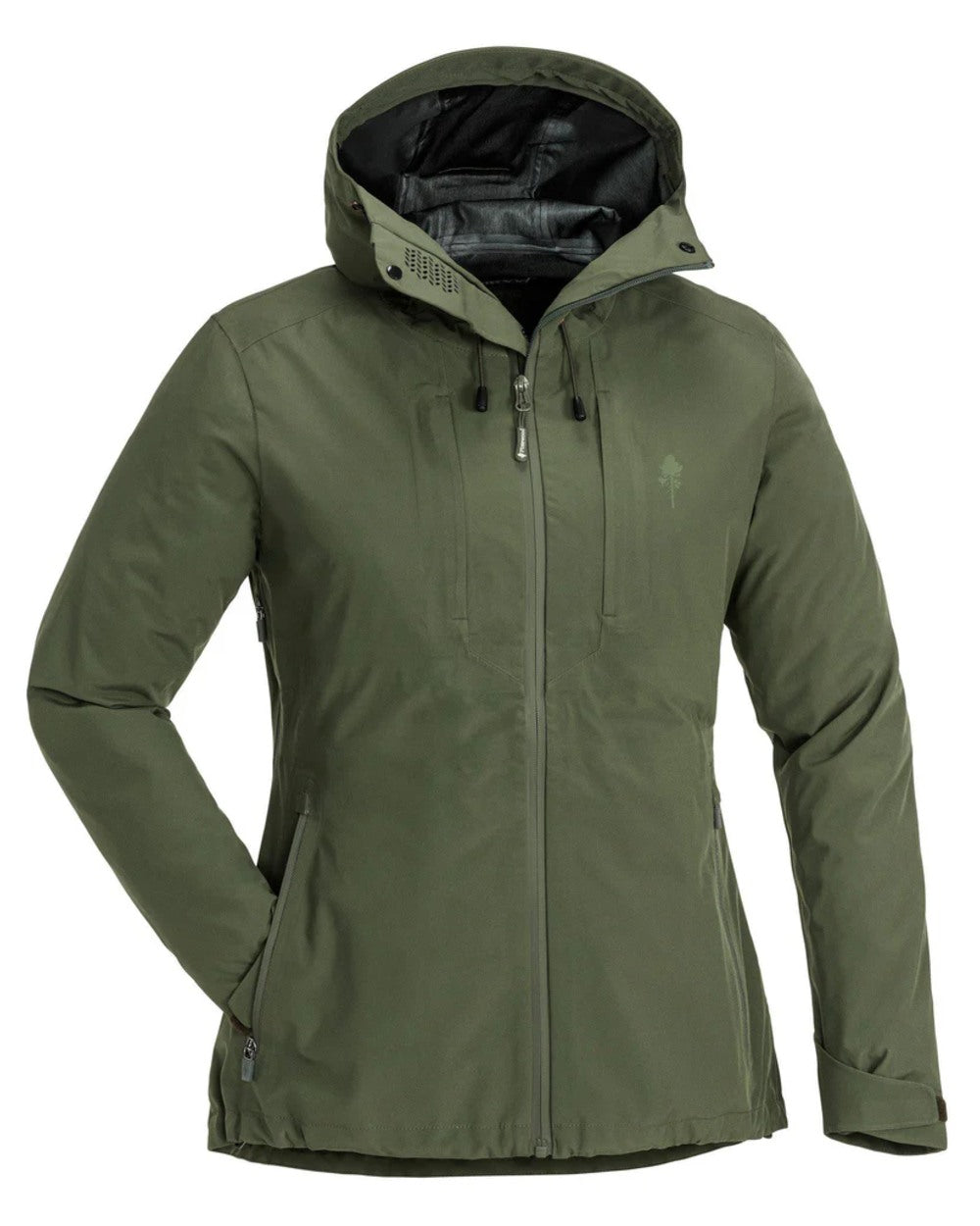 Moss Green coloured Pinewood Womens Abisko Telluz Three Layer Jacket on white background 