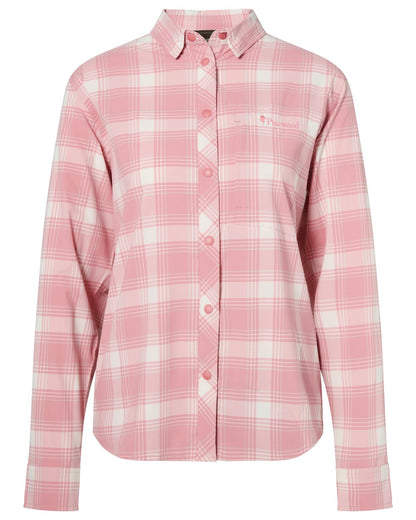 Light Pink White coloured Pinewood Womens Abisko Trekking InsectSafe Long Sleeve Shirt on white background 