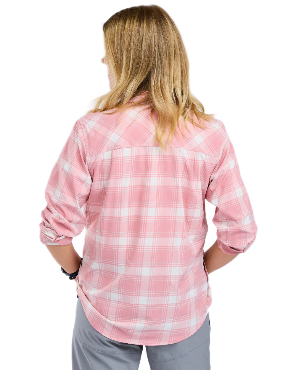 Light Pink White coloured Pinewood Womens Abisko Trekking InsectSafe Long Sleeve Shirt on white background 