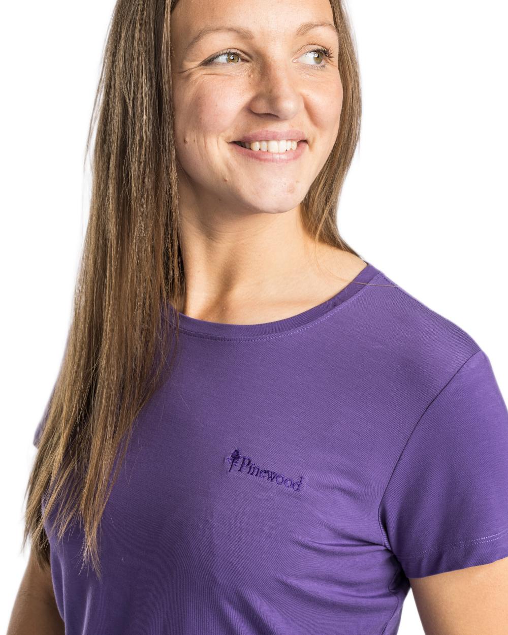 Lilac coloured Pinewood Womens Active Fast-Dry T-Shirt on white background 