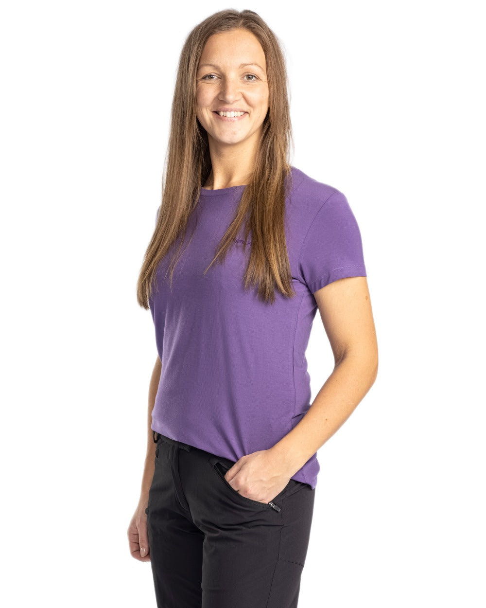 Lilac coloured Pinewood Womens Active Fast-Dry T-Shirt on white background 