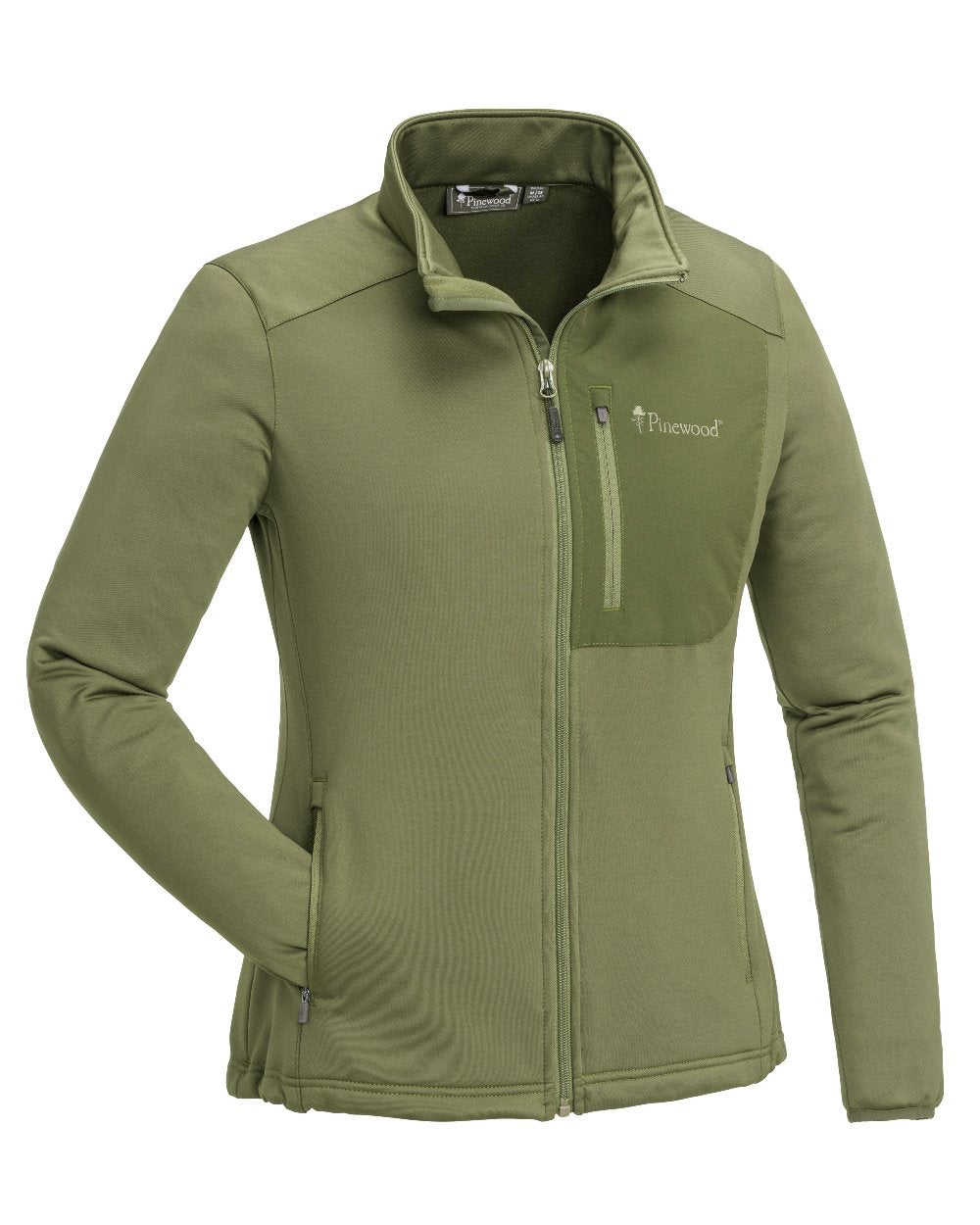 Leaf coloured Pinewood Womens Brenton Power Fleece Jacket on white background 