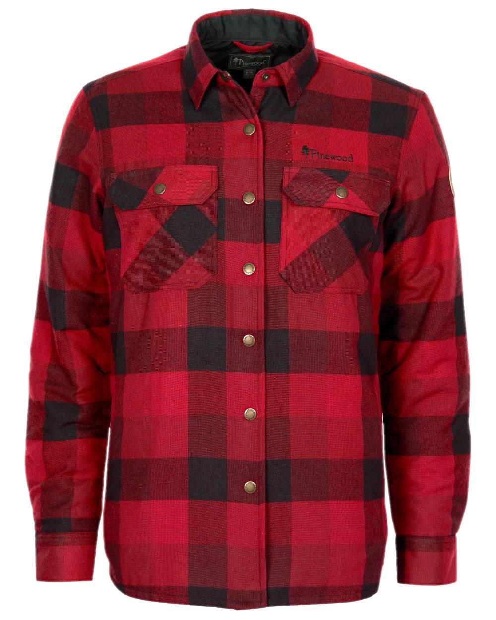 Red Black Coloured Pinewood Womens Canada Classic 2.0 Shirt on white background 