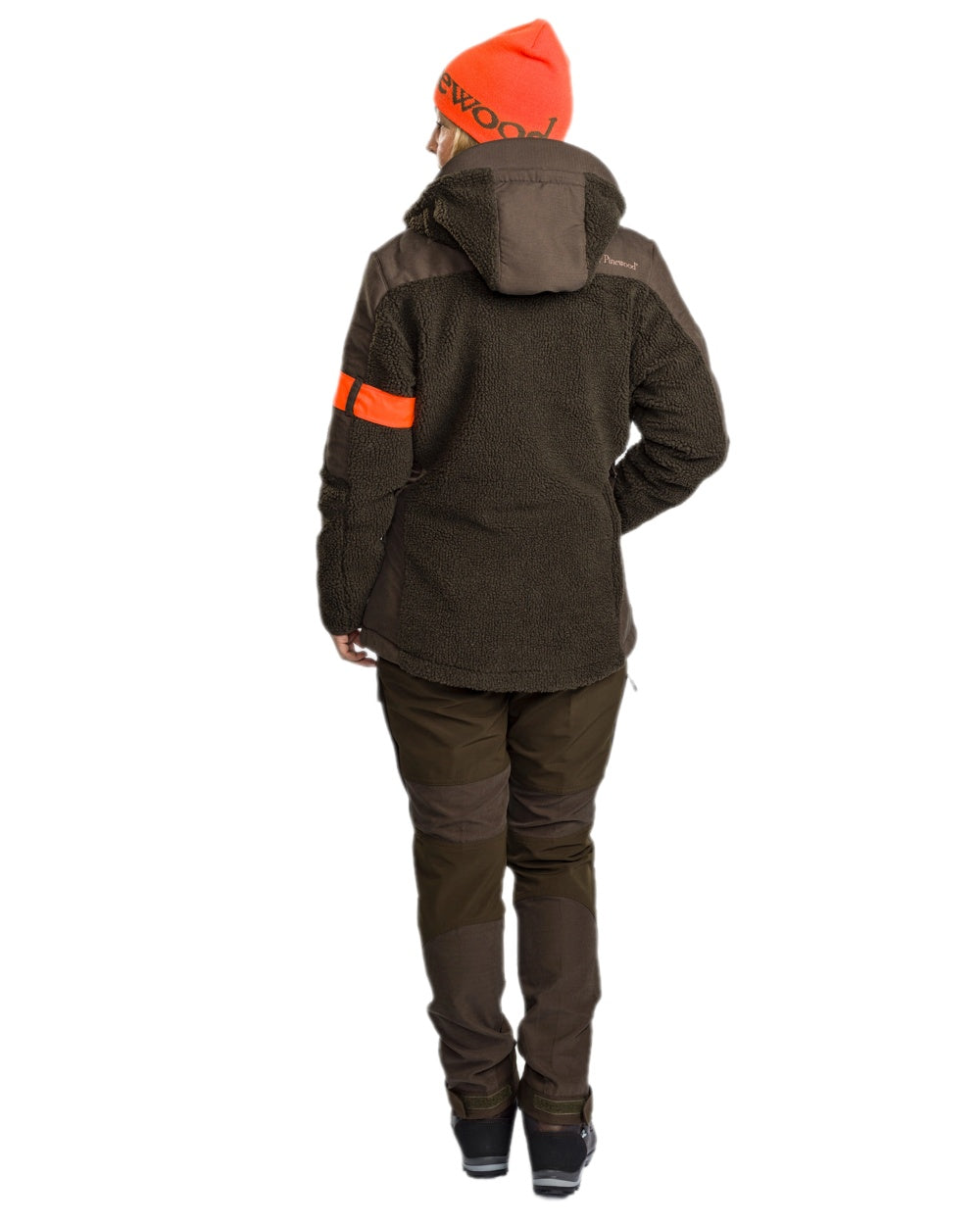 Suede Brown Dark Olive Coloured Pinewood Womens Furudal Caribou Hunt Trousers on white background 