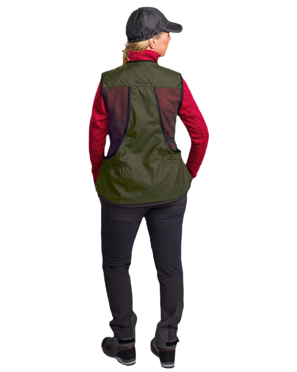 Black Moss Green coloured Pinewood Womens Dog Sports 2.0 Vest on white background 
