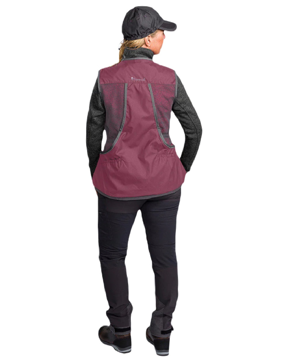 Plum Dark Anthracite coloured Pinewood Womens Dog Sports 2.0 Vest on white background 
