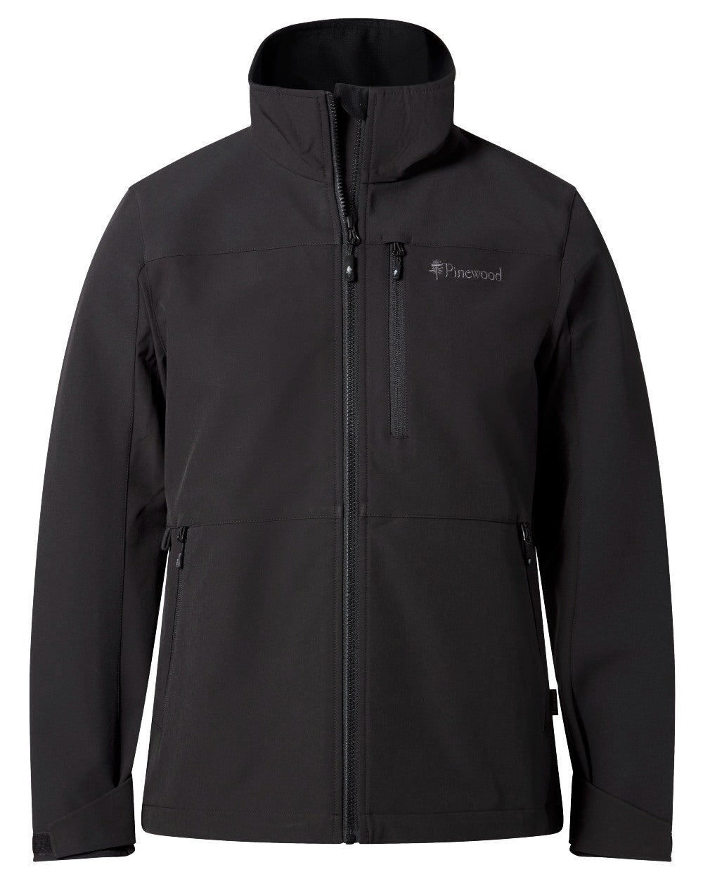 Black coloured Pinewood Womens Dog Sports Hybrid Stretch Jacket on white background 